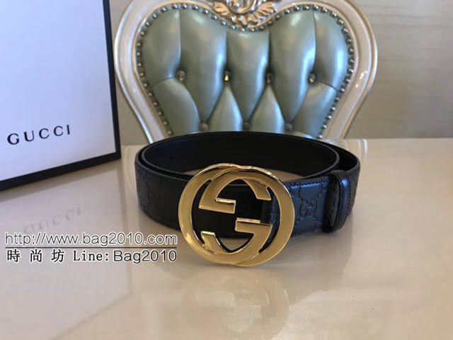 Gucci經典皮帶 古奇雙G拋光腰帶 411924  jjp2062